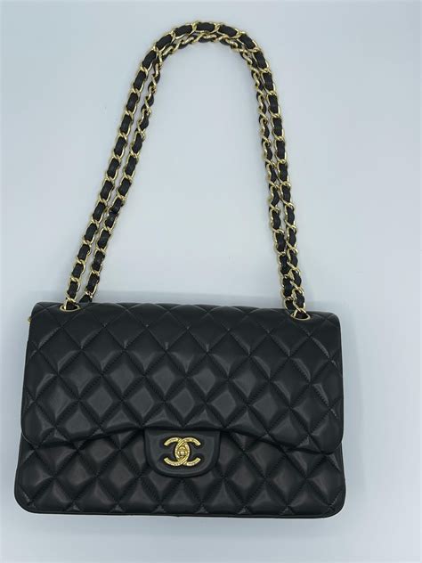 chanel lambskin quilted jumbo double flap b|CHANEL Lambskin Quilted Jumbo Double Flap Black .